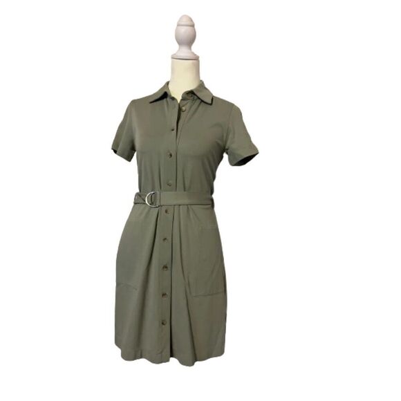 Club Monaco Short Sleeve Sage Belted Button Down Shirt Dress Size XS - Picture 2 of 7